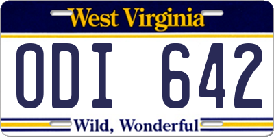 WV license plate ODI642