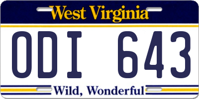WV license plate ODI643