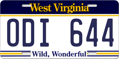 WV license plate ODI644