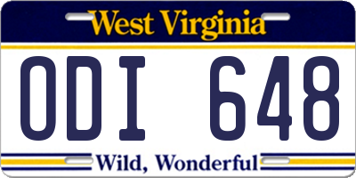 WV license plate ODI648
