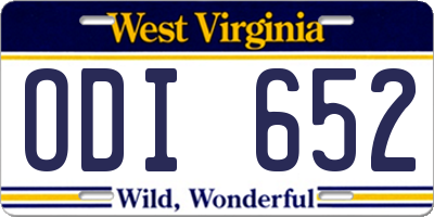 WV license plate ODI652