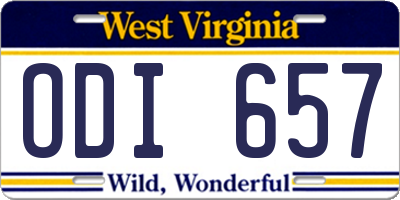 WV license plate ODI657