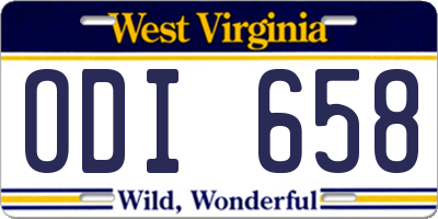 WV license plate ODI658