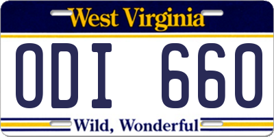 WV license plate ODI660