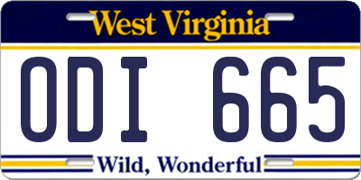 WV license plate ODI665