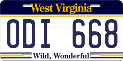 WV license plate ODI668