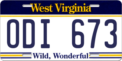 WV license plate ODI673
