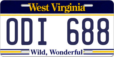 WV license plate ODI688