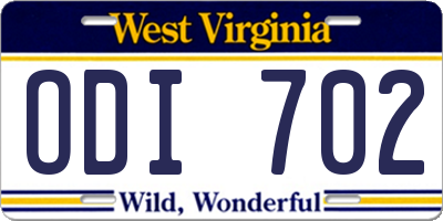 WV license plate ODI702