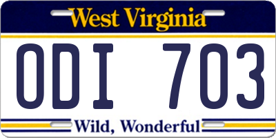 WV license plate ODI703