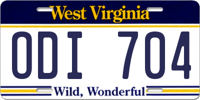 WV license plate ODI704