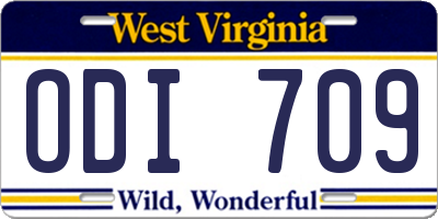 WV license plate ODI709