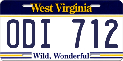 WV license plate ODI712