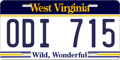 WV license plate ODI715