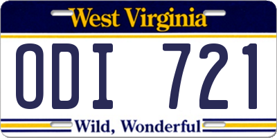 WV license plate ODI721