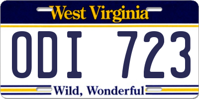 WV license plate ODI723