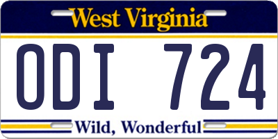 WV license plate ODI724