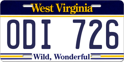 WV license plate ODI726