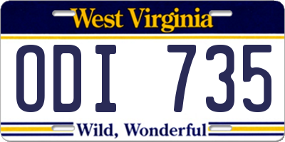 WV license plate ODI735