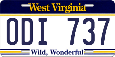 WV license plate ODI737