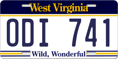 WV license plate ODI741