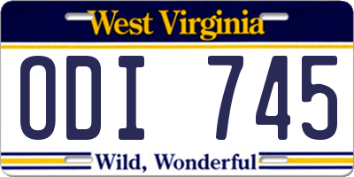 WV license plate ODI745