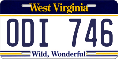 WV license plate ODI746
