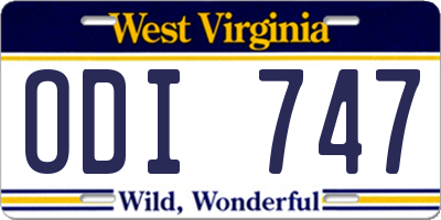 WV license plate ODI747