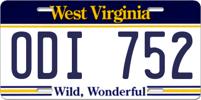 WV license plate ODI752