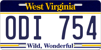 WV license plate ODI754