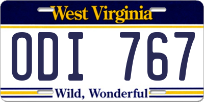 WV license plate ODI767