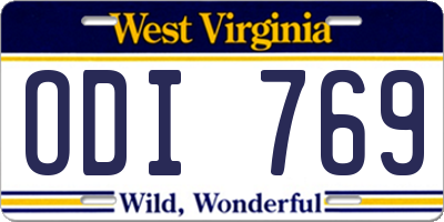 WV license plate ODI769