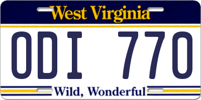 WV license plate ODI770