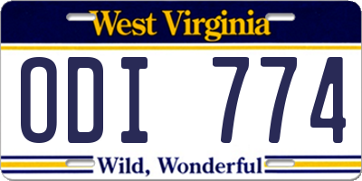 WV license plate ODI774
