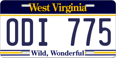 WV license plate ODI775