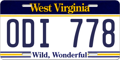 WV license plate ODI778