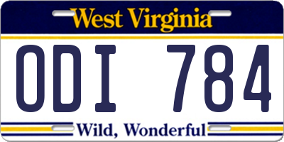 WV license plate ODI784