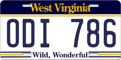 WV license plate ODI786
