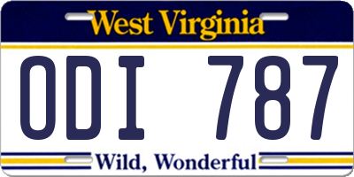 WV license plate ODI787