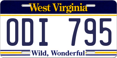 WV license plate ODI795