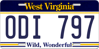WV license plate ODI797