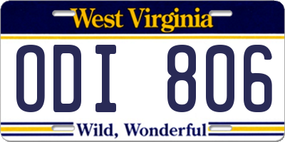 WV license plate ODI806