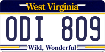 WV license plate ODI809