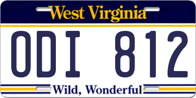 WV license plate ODI812