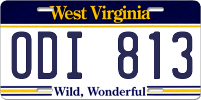WV license plate ODI813