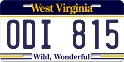 WV license plate ODI815