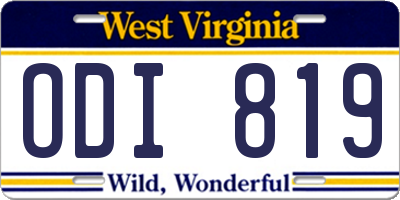 WV license plate ODI819