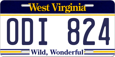 WV license plate ODI824