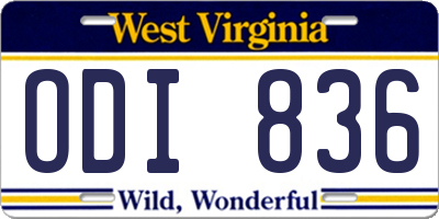 WV license plate ODI836