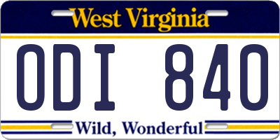 WV license plate ODI840